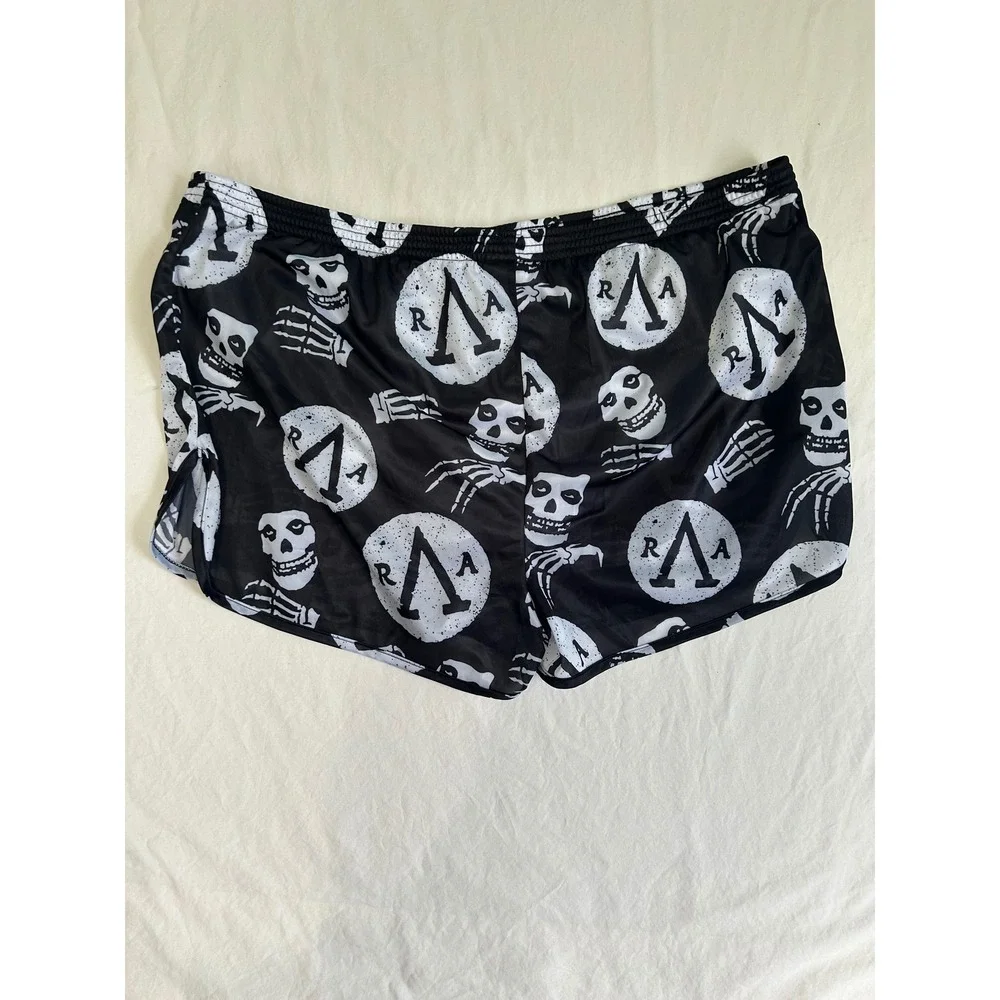 Rogue‎ American Apparel RAA Skull Skeleton Training Shorts Mens XXL Black White
